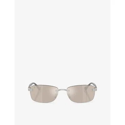 Ferrari Fh1029td Rectangle-frame Metal Sunglasses In Metallic