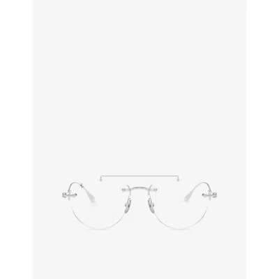 Ferrari Womens White Fh1034tk Phantos-frame Metal Eyeglasses In Silver