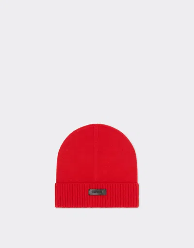 Ferrari Wool And Cashmere Beanie In Rosso Dino
