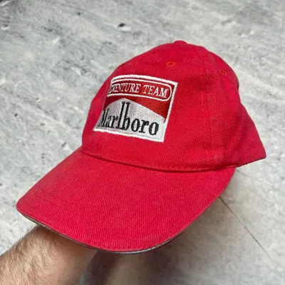 Pre-owned Ferrari X Marlboro Ferrari 90's Vintage Schumacher Big Logo Hat Cap In Red