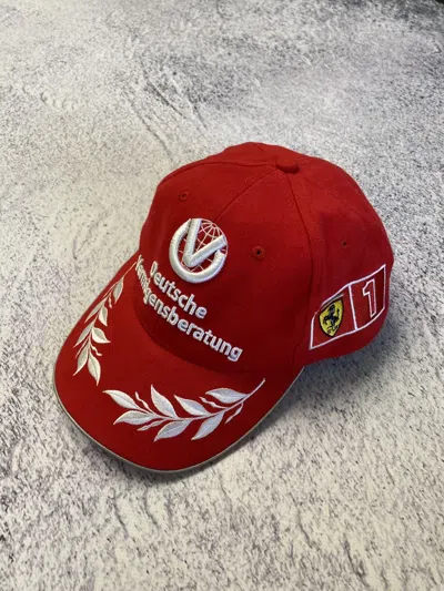 Pre-owned Ferrari X Racing Vintage 90's Ferrari Michael Schumacher Hat Racing Cap In Red