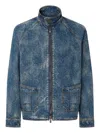 Ferrari Zip-fastening Denim Jacket In Blue