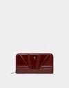 Ferrari Zip Wallet In Metallic Leather In Burgundy