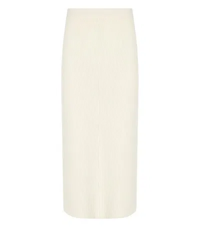 Ferrarisboutique Twinset White Knitted Midi Skirt In Neutral