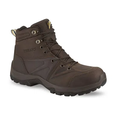 Ferrato Men's Outdoor Leather Boots In Dark Brown