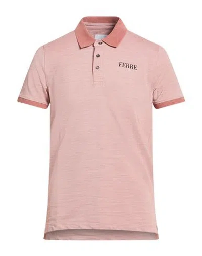 Ferre' Man Polo Shirt Antique Rose Size Xxl Cotton, Polyester In Gray