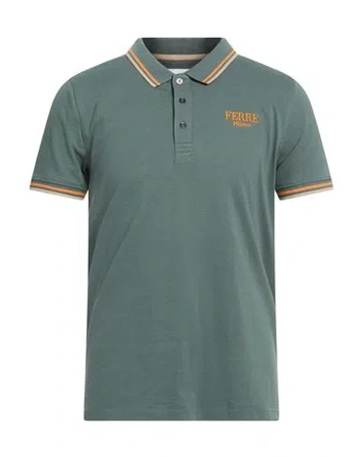 Ferre' Man Polo Shirt Deep Teal Size Xxl Cotton In Gray