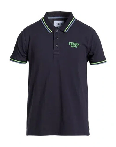 Ferre' Man Polo Shirt Midnight Blue Size Xl Cotton In Black