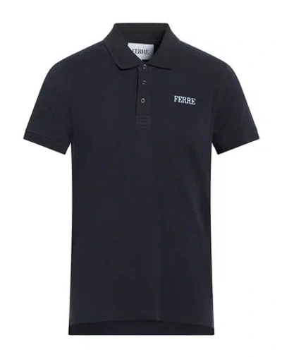 Ferre' Man Polo Shirt Midnight Blue Size Xxl Cotton In Black