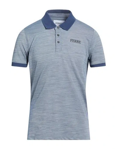 Ferre' Man Polo Shirt Navy Size Xxl Cotton, Polyester In Gray
