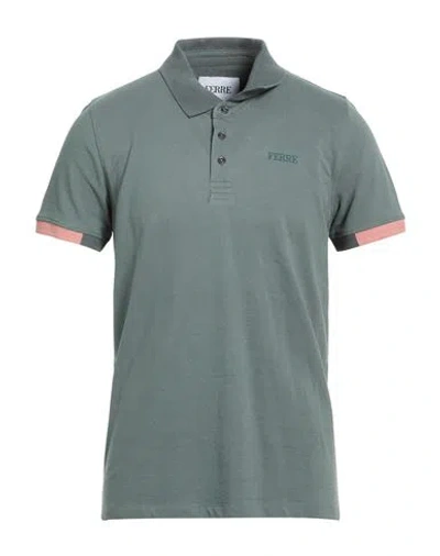 Ferre' Man Polo Shirt Sage Green Size Xxl Cotton