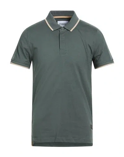 Ferre' Man Polo Shirt Sage Green Size Xxl Cotton