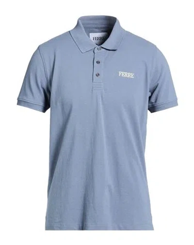Ferre' Man Polo Shirt Slate Blue Size Xxl Cotton