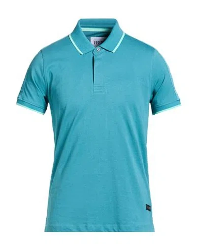 Ferre' Man Polo Shirt Turquoise Size Xxl Cotton In Blue