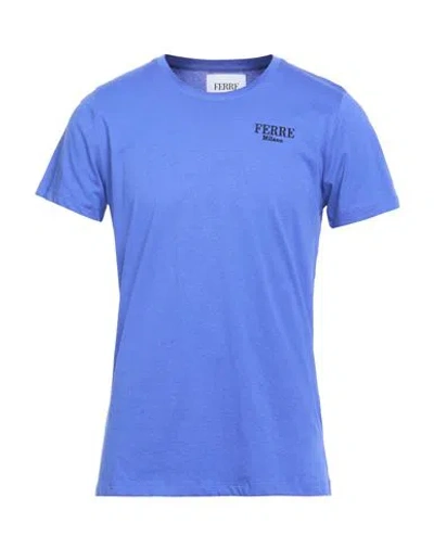 Ferre' Man T-shirt Blue Size Xl Cotton