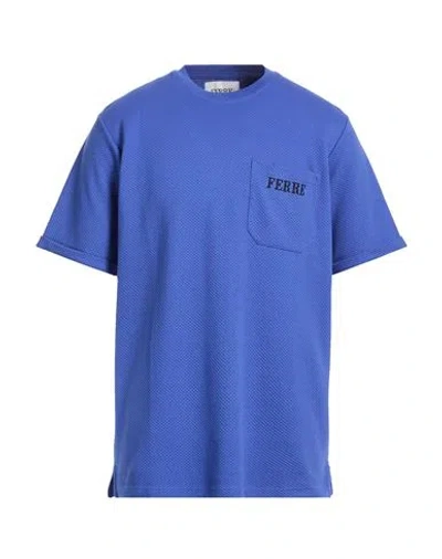 Ferre' Man T-shirt Blue Size Xxl Cotton, Polyester
