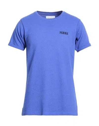 Ferre' Man T-shirt Bright Blue Size Xxl Cotton, Elastane
