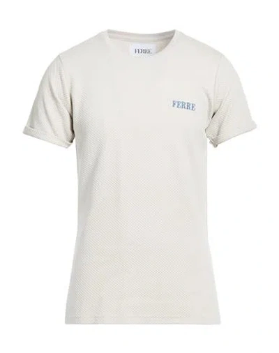 Ferre' Man T-shirt Light Grey Size Xxl Cotton, Elastane In Gray