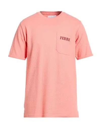 Ferre' Man T-shirt Salmon Pink Size Xxl Cotton, Polyester