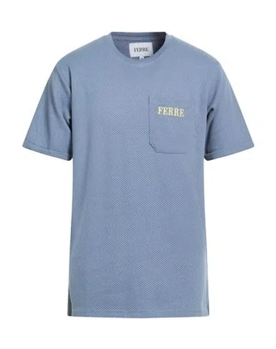 Ferre' Man T-shirt Slate Blue Size Xxl Cotton, Polyester
