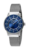 Ferre Milano Ladies D. Blue Dial Ss Mesh Watch In Silver