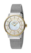 Ferre Milano Ladies Silver Dial Ss Mesh / Gp Watch In Multi