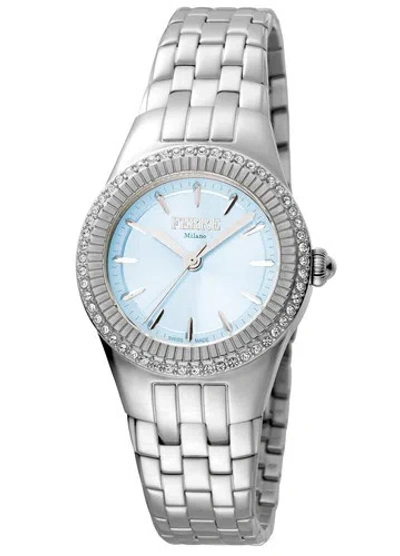 Pre-owned Ferre Milano Women's Fm1l089m0051 Light Blue Mop Dial Stainless Steel Wristwatch