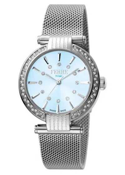 Pre-owned Ferre Milano Women's Fm1l096m0051 Blue Dial Stainless Steel Wristwatch