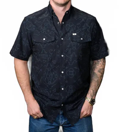 Ferrell Carson Short Sleeve Snap Shirt In Black In Blue