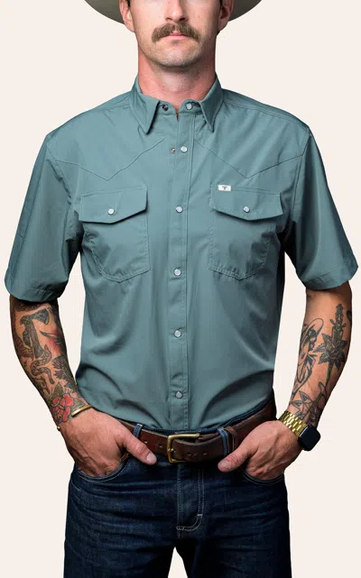 Ferrell Men's Aqua Short Sleeve Western Shirt In Blue