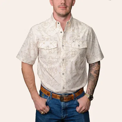 Ferrell Men's Beige Geo Print Short Sleeve Western Shirt In Sand