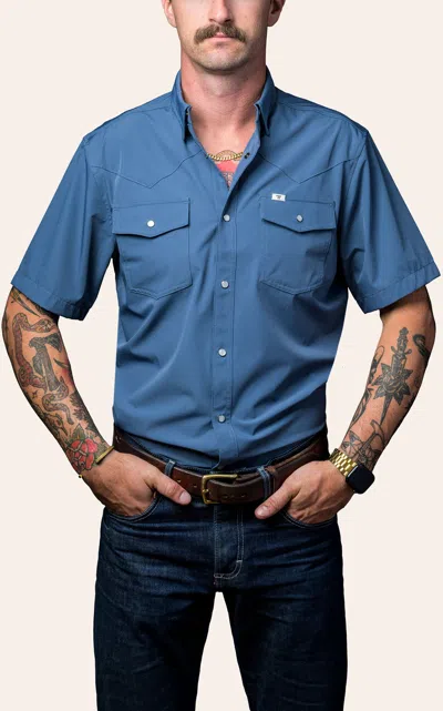 Ferrell Men's Blue Short Sleeve Western Shirt