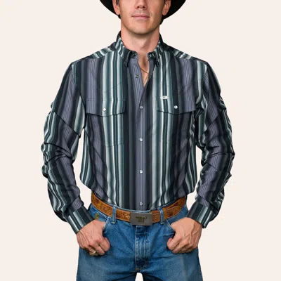 Ferrell Men's Harrison Black Stripe Print Long Sleeve Pearl Snap Western Shirt