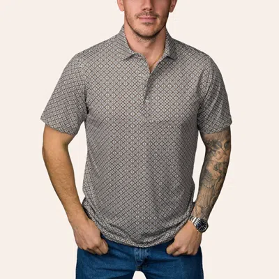 Ferrell Men's The Archer Brown Geo Print Pearl Snap Polo Shirt
