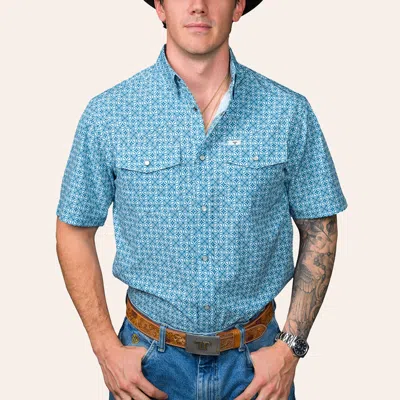 Ferrell Men's The Clint Blue Geo Print Pearl Snap Western Shirt