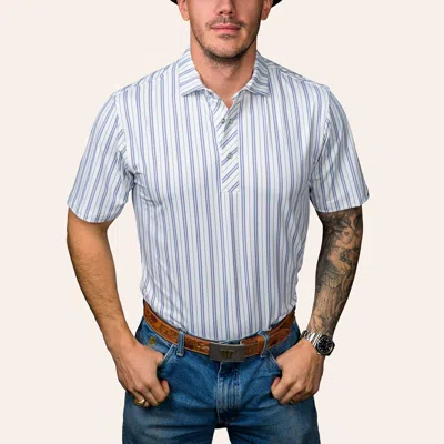 Ferrell Men's The Jack White & Blue Stripe Print Pearl Snap Polo