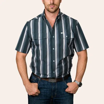 Ferrell Men's The Tristan Black Stripe Print Pearl Snap Western Shirt