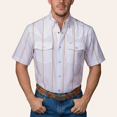 Ferrell Men's The Tristan Cream Stripe Print Pearl Snap Western Shirt In Neutral