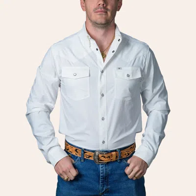Ferrell Men's White Long Sleeve Pearl Snap Western Shirt