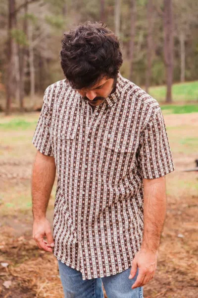 Ferrell Senior Pearl Snap Shirt In Brown In Multi