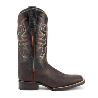 Pre-owned Ferrini Blaze Square Toe Cowboy Mens Black, Brown Casual Boots 13293-09
