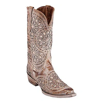 Pre-owned Ferrini Ladies Shabby Chic Snip Toe Boots In Brn