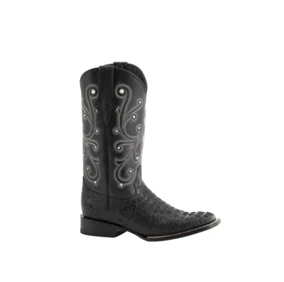 Ferrini Men's Caiman Crocodile-print Western Boots In Black