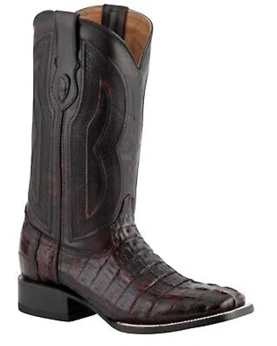 Pre-owned Ferrini Men's Dakota Exotic Crocodile Western Boot - Broad Square Toe - 10493-08 In Black