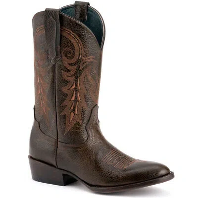 Pre-owned Ferrini Men's Remington R-toe Chocolate Boots (1211109) In Brown