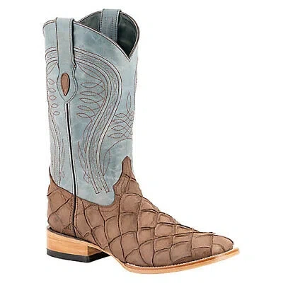 Pre-owned Ferrini Mens Bronco Square Toe Boots In Brown