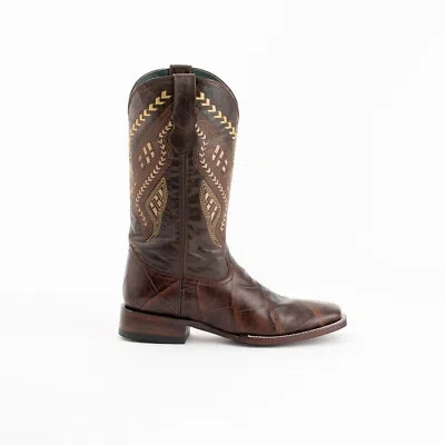 Pre-owned Ferrini Mens Chocolate Leather Jesse S-toe Western Cowboy Boots In Brown