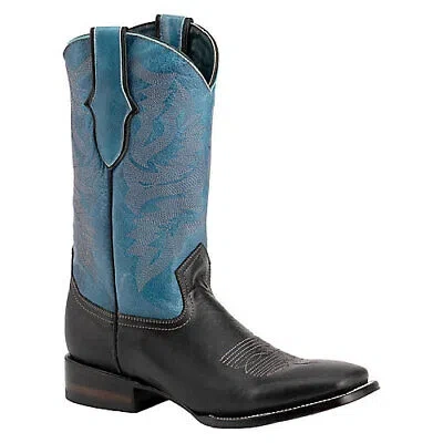Pre-owned Ferrini Mens Gunner Square Toe Boots In Blue