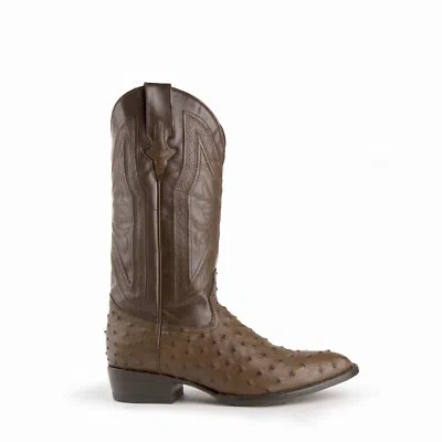 Pre-owned Ferrini Mens Kango Leather Full Quill Ostrich R-toe Colt Cowboy Boots