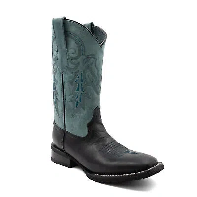 Pre-owned Ferrini Mens Maverick S-toe Black Leather Cowboy Boots
